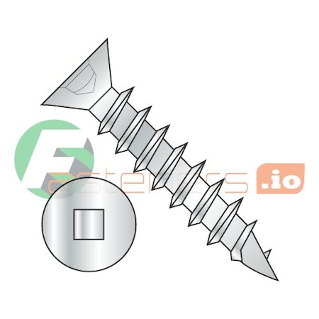 Newport Fasteners Wood Screw, #8, 3/4 in, Zinc Plated Steel Flat Head Square Drive, 11000 PK 557010